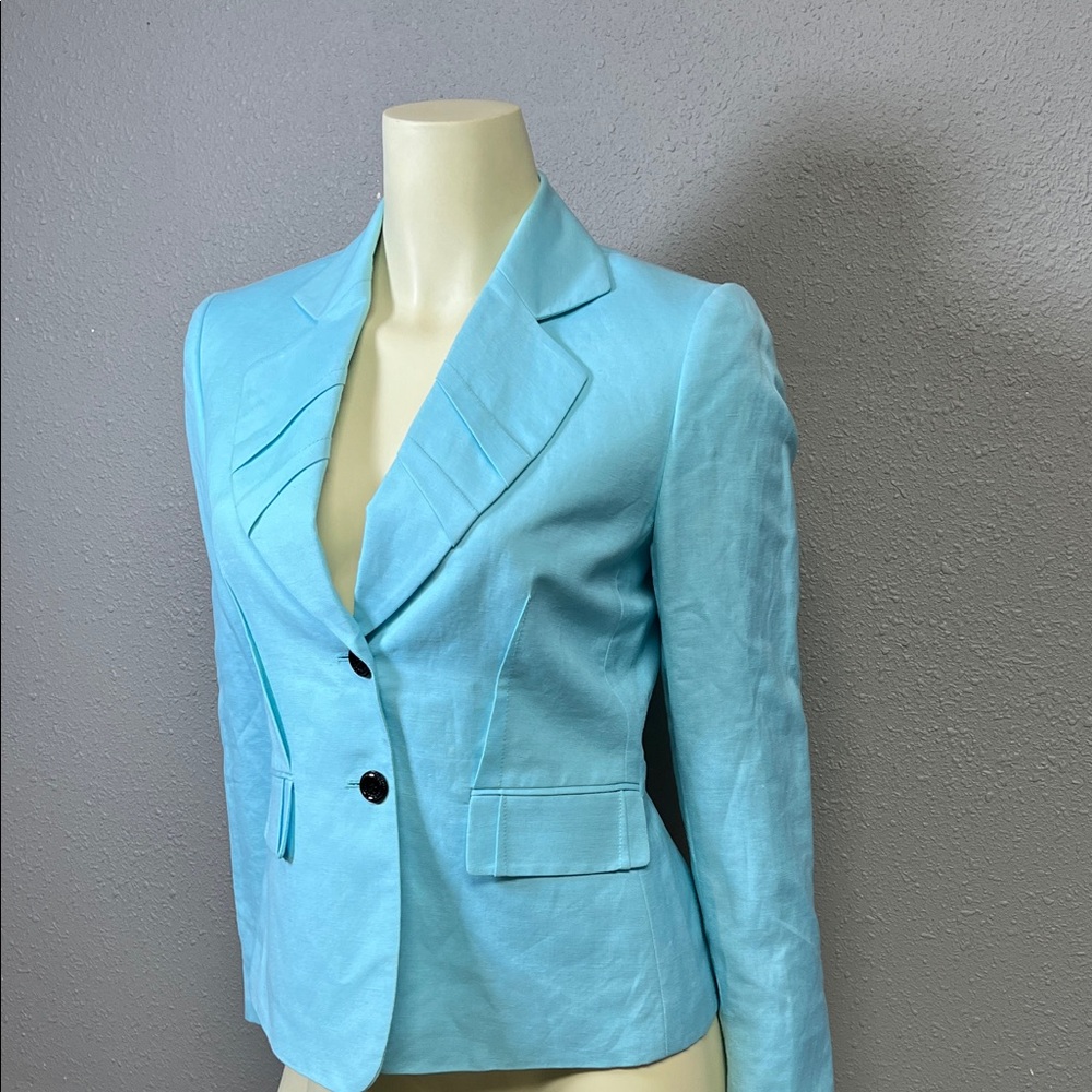 Women's Light Blue Tailored Single-Breasted Blazer - Picture 2 of 7